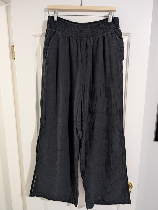 aerie Pants - Aerie Pool To Party Wide Leg Black Gauze Pants